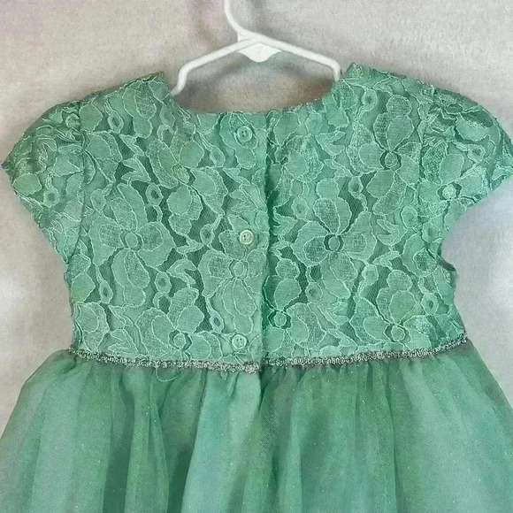 Healthtex Dress Toddler 3T Aqua Blue Lace Tulle Party Formal Sparkles Lined - Picture 4 of 11
